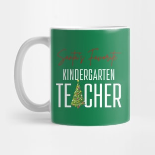 Santa's Favorite Teacher Kindergarten Teacher Christmas Tree Mug